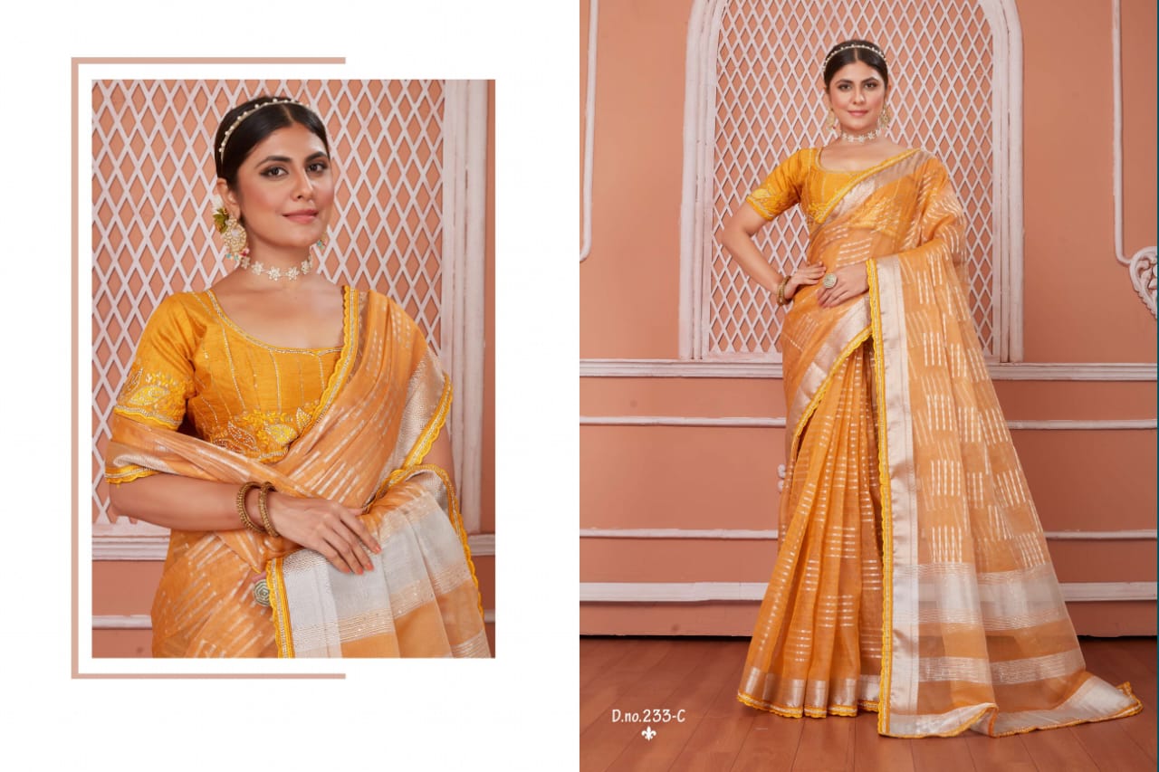 Sumitra 233 A To F Nylon Lining Designer Saree Wholesale In India